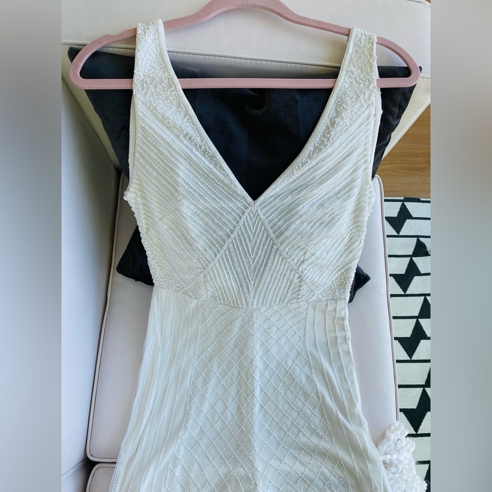 Beaded V Neck Wedding Bridal Jumpsuit